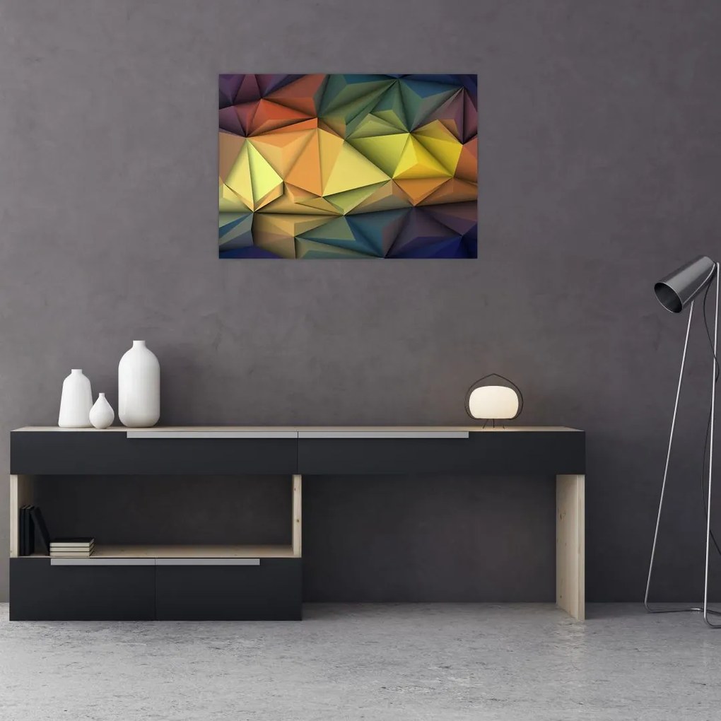 Sklenený obraz - Polygonálna 3D abstrakcia (70x50 cm)