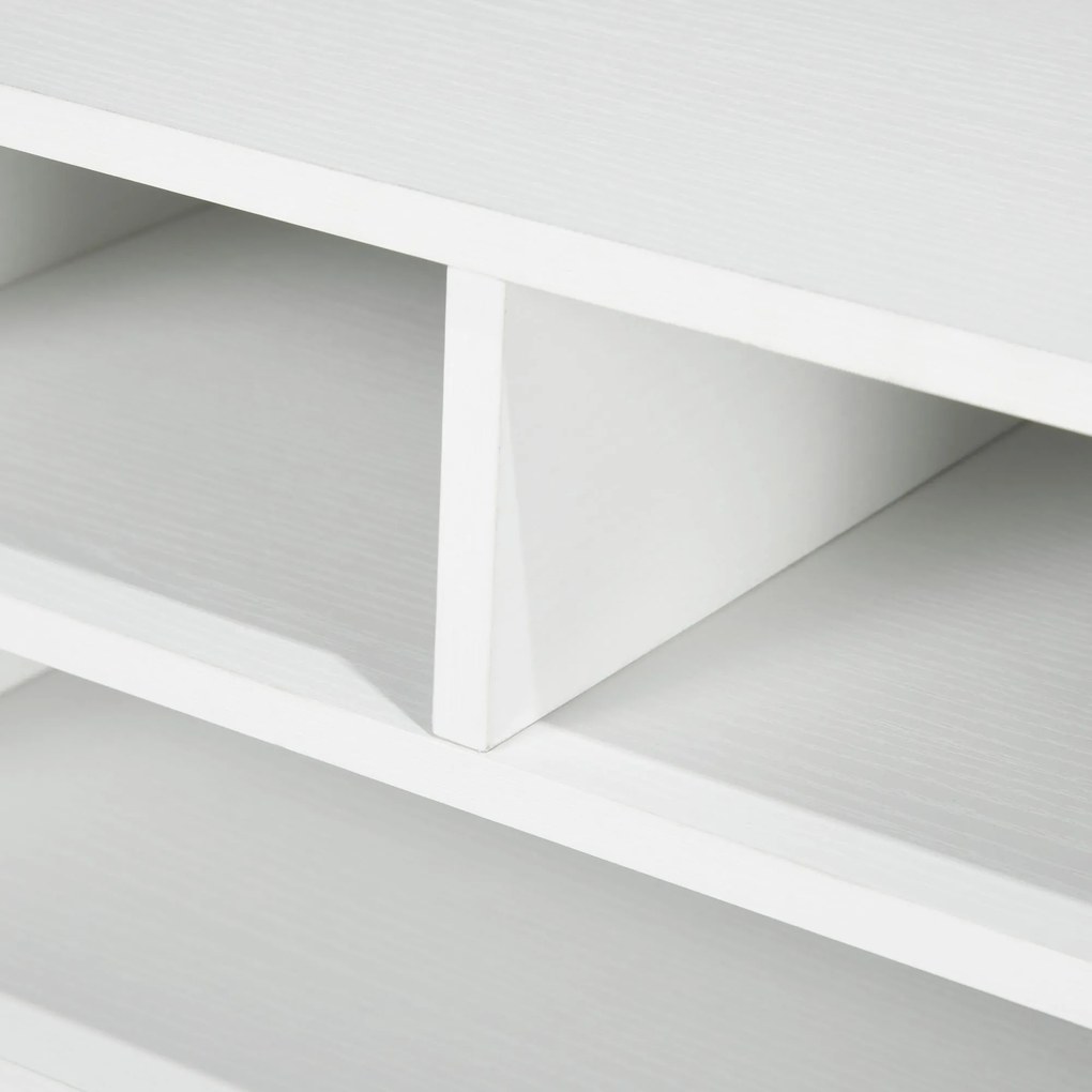 HOMCOM Biely Organizér na Stôl s 3 Priehradkami a Stojanom na Tlačiareň 47 x 40 x 22,5 cm | Aosom