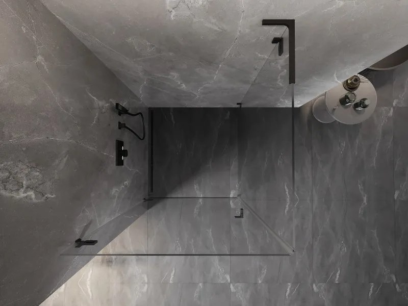 Mexen Lunar-B L sklápací sprchový kút ľavý 80 x 80 cm, číre sklo, čierna matná, 832L-080-080-70-00-L