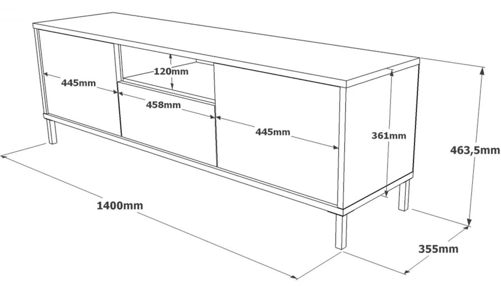 TV stolík Orna 140 cm dub/čierny
