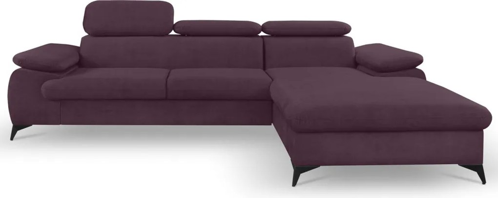 Rohová sedacia súprava Scala, hroznová ružovo-fialová látka, pravý roh