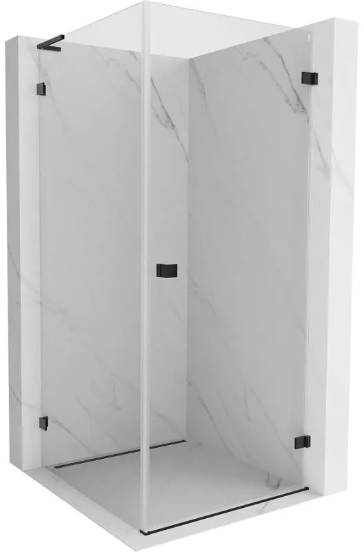 Mexen Lunar-B L, 1-krídlový sprchový kút, pravý, 90 x 90 cm, 8mm číre sklo, čierny profil, 832L-090-090-70-00-P