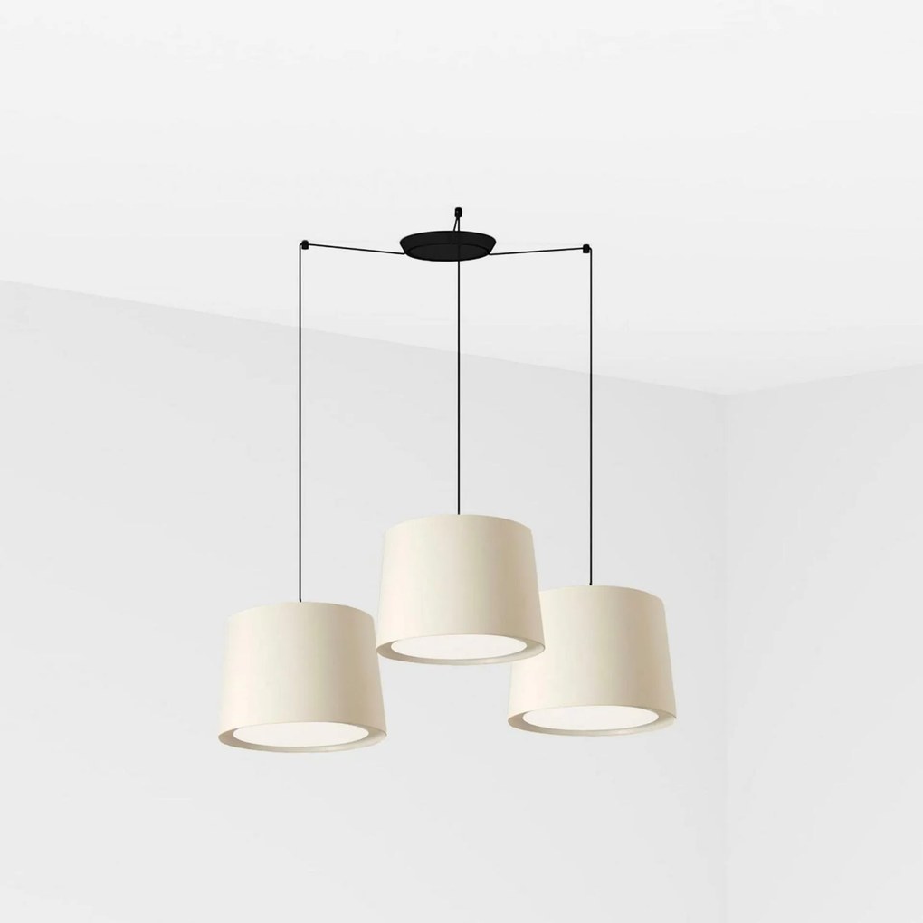 Faro Conga závesné svietidlo biela 3xE27, textil/papyrus, nastaviteľná výška