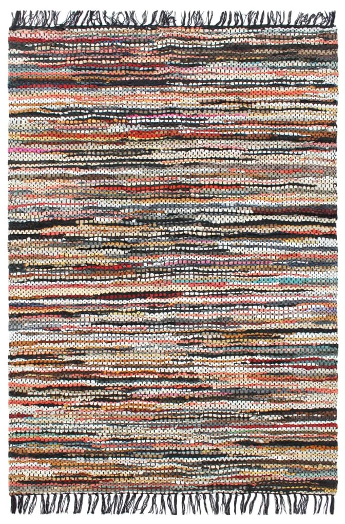 vidaXL Ručne tkaný Chindi koberec viacfarebný 160x230 cm kožený