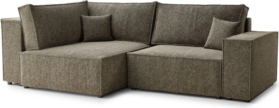 Hnedá ženilková rozkladacia/s úložným priestorom rohová pohovka (ľavý roh/do L) Tonga – Maison de Rêve