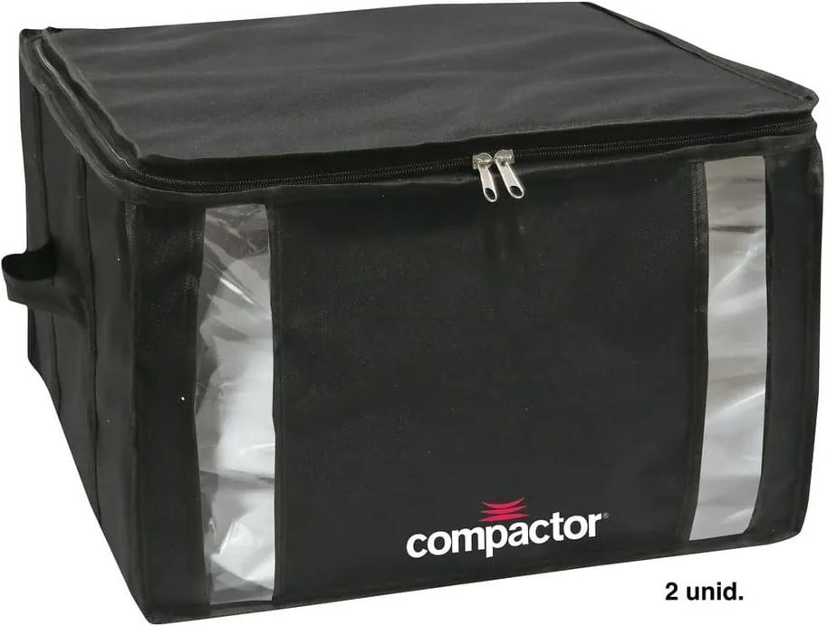 Sada 2 čiernych úložných boxov s vakuovým obalom Compactor Black Edition XXL, 125 l