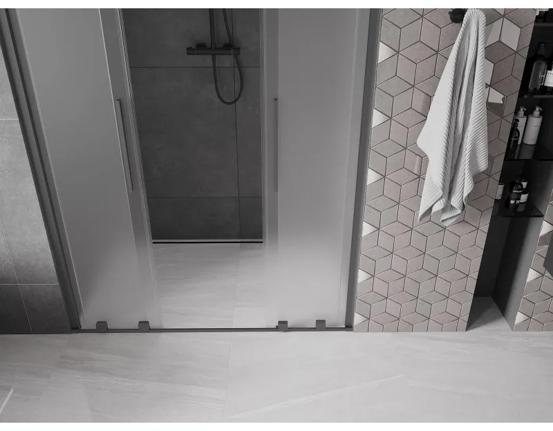 Mexen Velar Duo, posuvné sprchové dvere do otvoru 160 cm, 8mm sklo námraza, brúsený grafit, 871-160-000-32-95