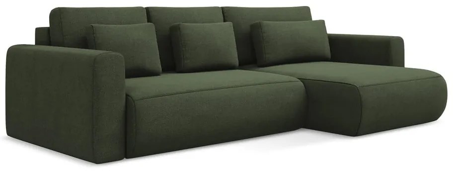 Khaki rozkladacia/s úložným priestorom rohová pohovka (pravý roh/s leňoškou) Kapua – Makamii