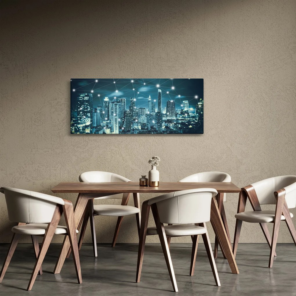 Obraz žiariaceho veľkomesta (120x50 cm)