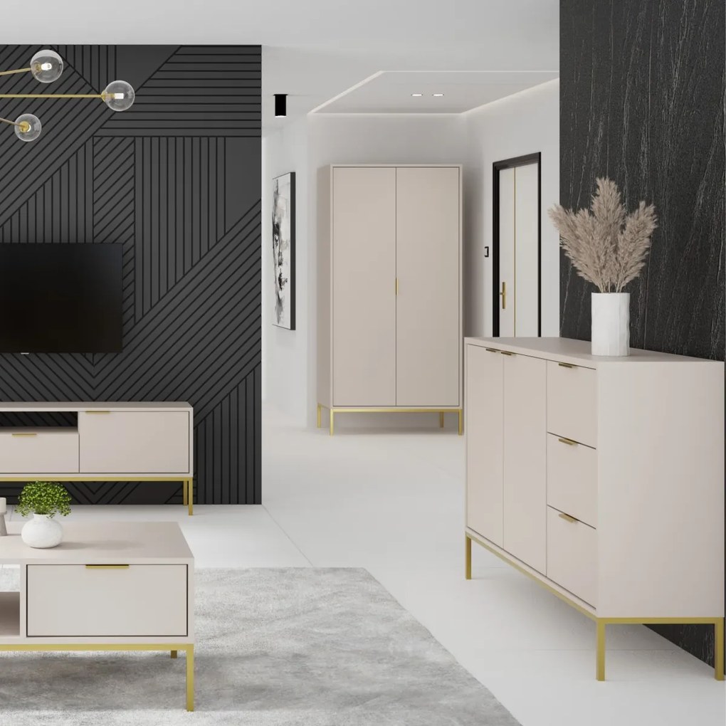 Šatníková skriňa Austin 100 cm kašmír/zlatá