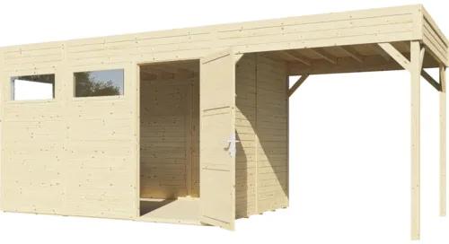Drevený záhradný domček Bertilo Cubo 3 prírodný 558x234 cm