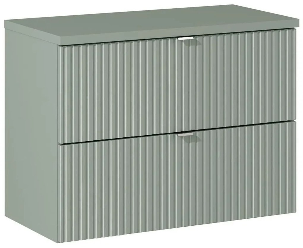 Závesná skrinka pod umývadlo Line Reed s doskou 80 cm zelená