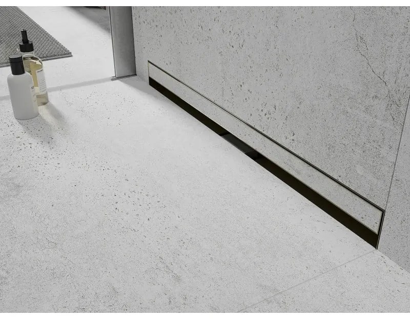 Mexen Flat nerezový sprchový žľab na stenu 70 cm vzor 2v1, zlatá, 1530070