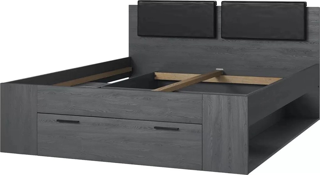 Posteľ 160x200 s čalúneným čelom Galaxy 51 - Dub carbon