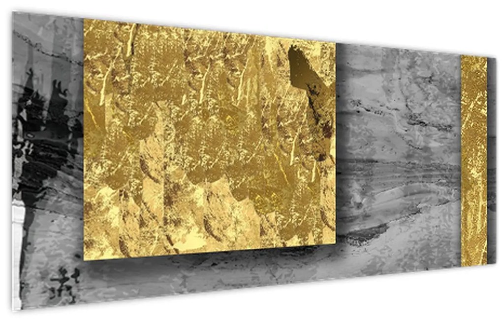 Obraz - Zlaté štvorce N⁰2 (120x50 cm)