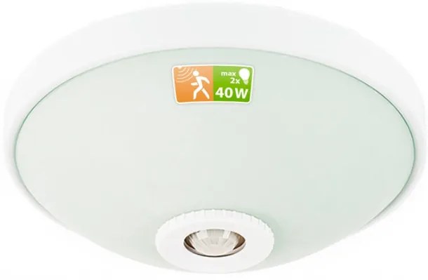 ECOLIGHT LED stropné svietidlo 2xE27 s pohybovým senzorom - sklo