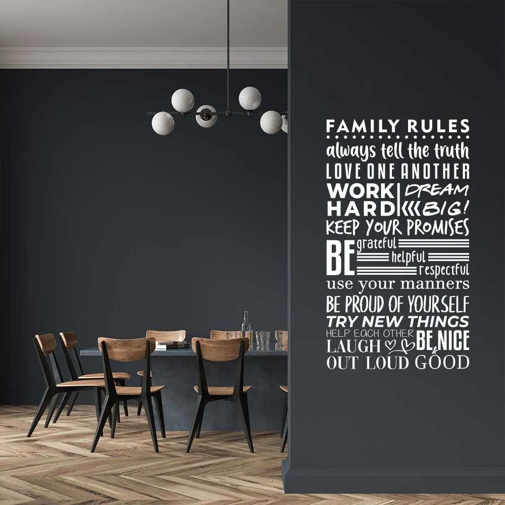 GLIX Family rules - nálepka na stenu Biela 100x50 cm