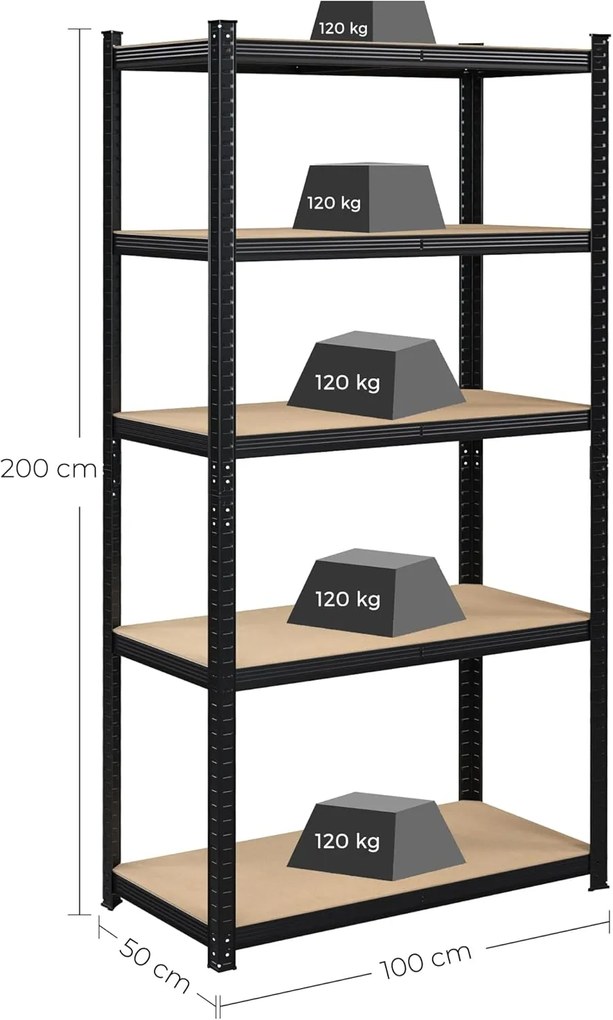 Súprava 2 ks dielenských regálov Profa 200 cm čierna/hnedá