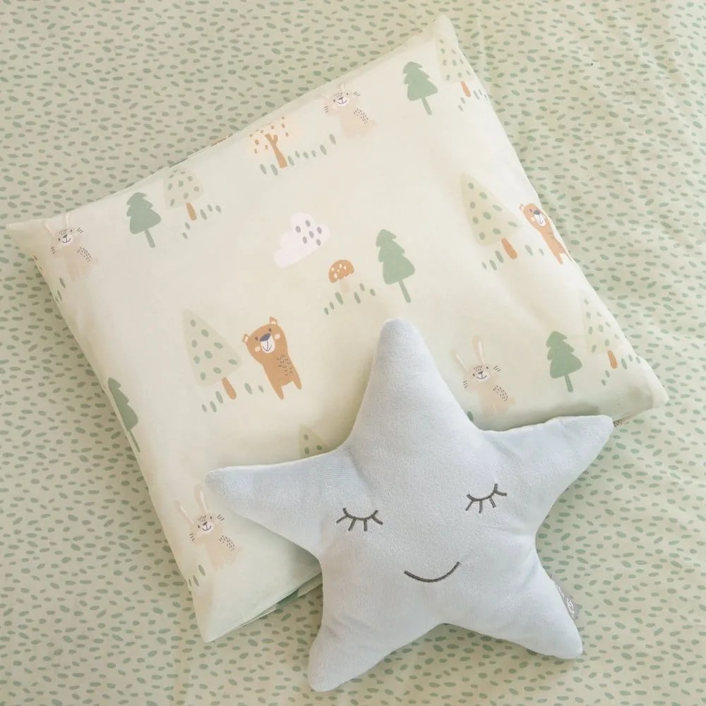 Svetlozelené bavlnené detské obliečky do postieľky 80x80 cm Woodland Buddies – Roba