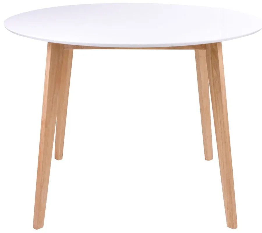 Jedálenský stôl s okrúhlou bielou doskou loomi.design Vojens