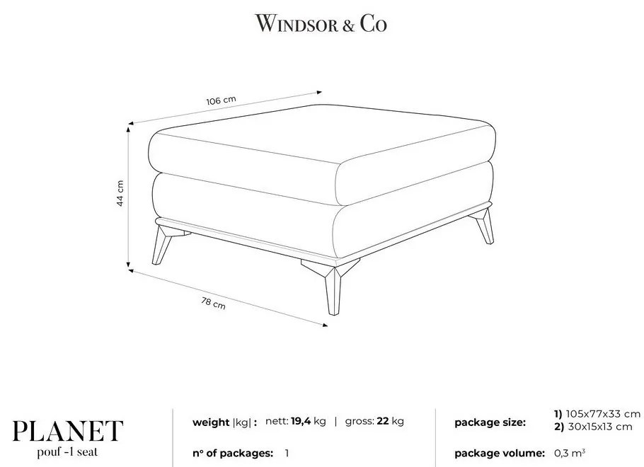 Petrolejovomodrý puf Windsor &amp; Co Sofas Planet