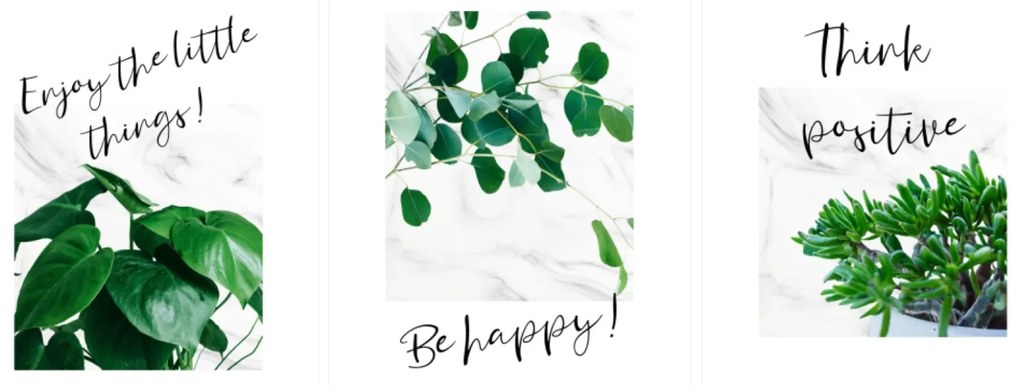 Gario Sada plagátov Be happy - 3 dielna Farba rámu: Bez rámu, Rozmery: 135 x 63 cm