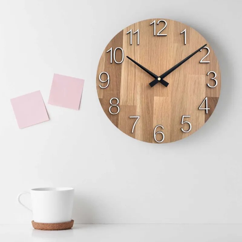 Elegantné nástenné hodiny z masívneho dubu I SENTOP MAS016-OSMO-3071-hands-black