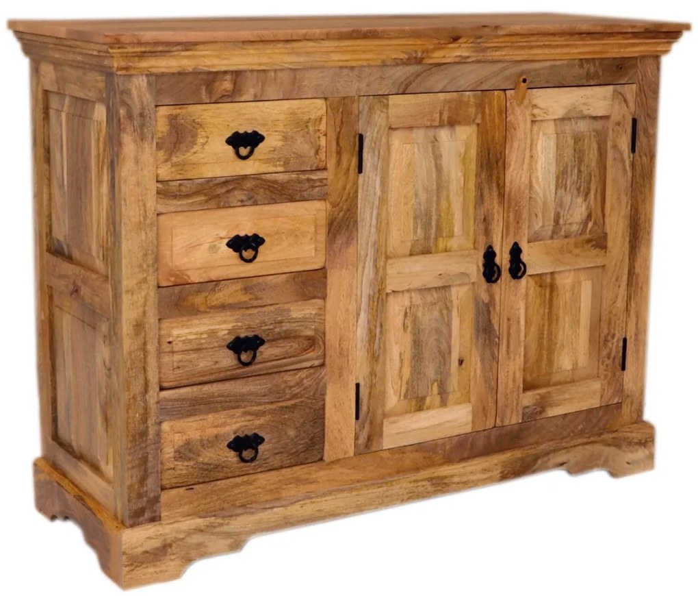 furniture-nabytek.cz - Rustikálna komoda z masívu mango 120x90x45
