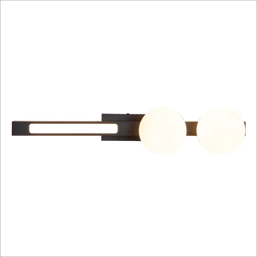 Nástenné svietidlo Magnet2, 2x biele sklenené tienidlo + 1x LED 13W, b