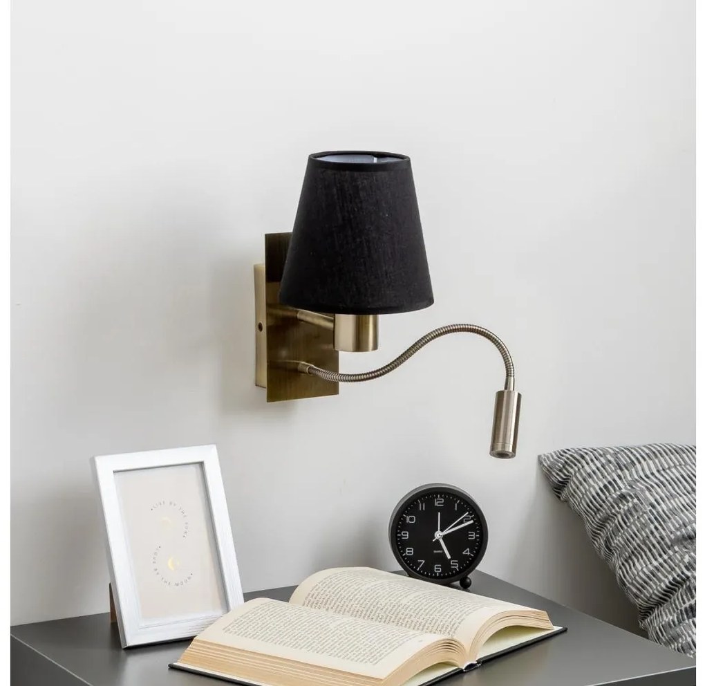 Brilagi - LED Nástenná lampa NUBILA 1xE27/25W/230V + LED/3W mosadz/čierna