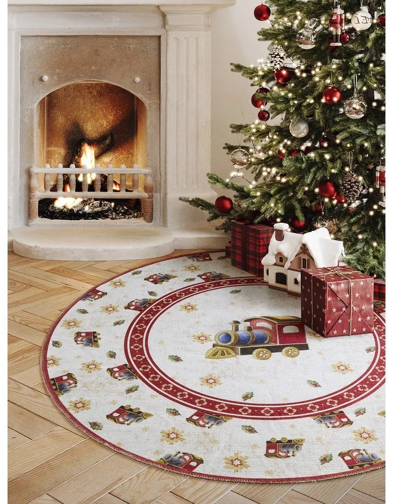 Červený okrúhly koberec s vianočným motívom ø 160 cm Toy's Delight Train – Villeroy&amp;Boch