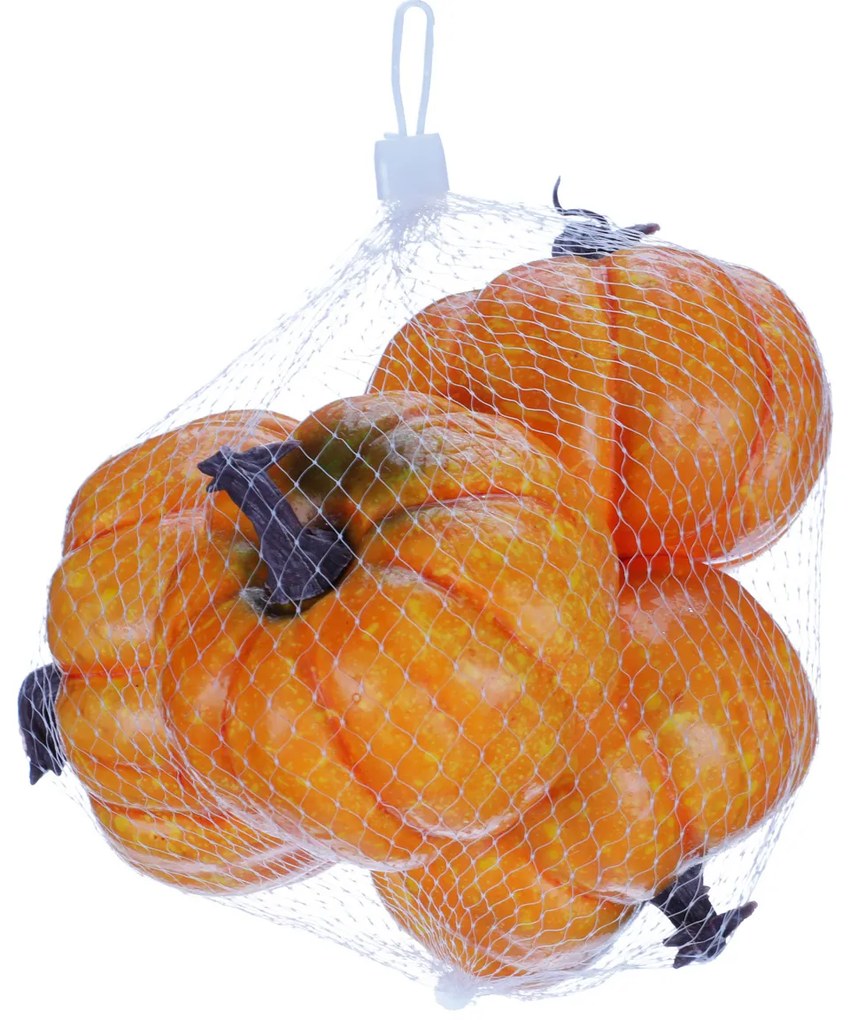 Jesenná dekorácia Súprava plastových tekvíc 10 x 7 cm, 4 ks