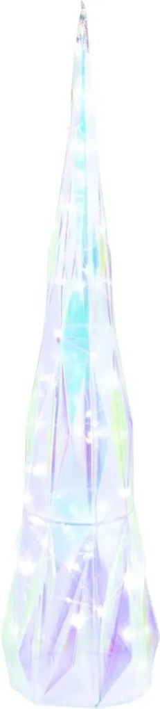Kúzelná LED dekorácia v stromčeku diamantu Dúhová strieborná J-line – 17*17*80 cm