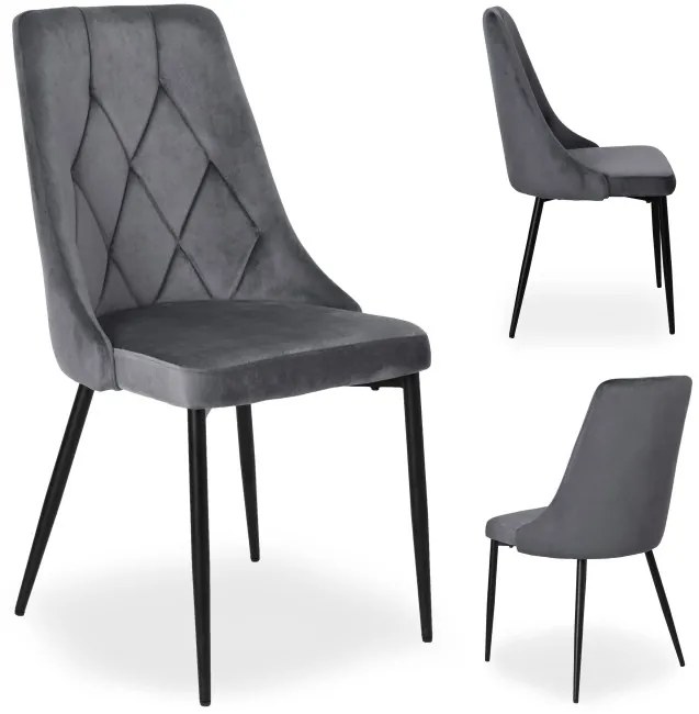Jedálenská stolička LINCOLN zamatová, grafitová
