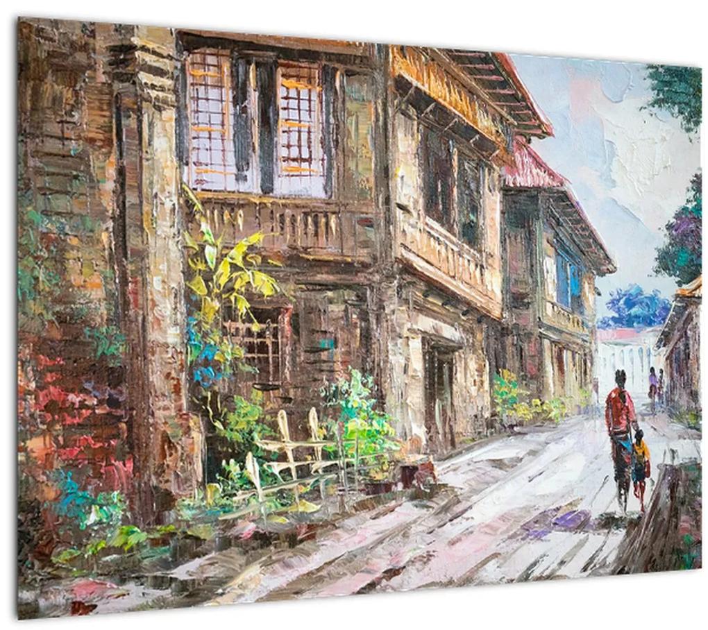 Sklenený obraz Filipínske dediny, Ázia (70x50 cm)
