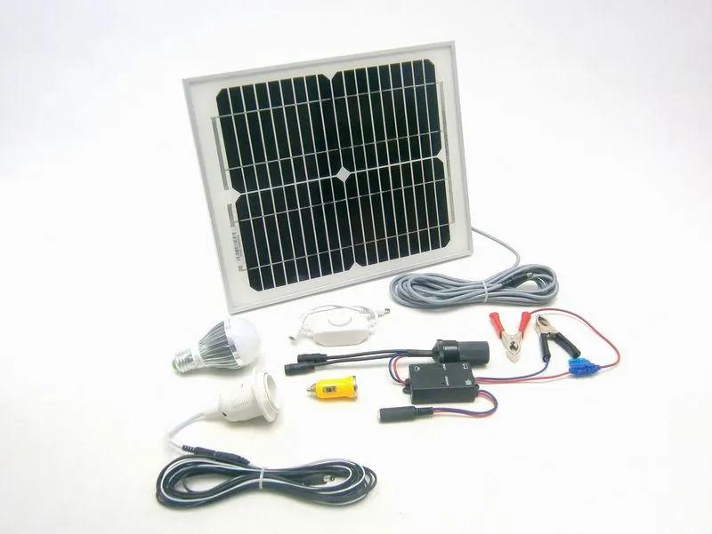 SOLAR Solárny monokryštalický systém SO134 10W 12V s USB výstupom a LED osvetlením
