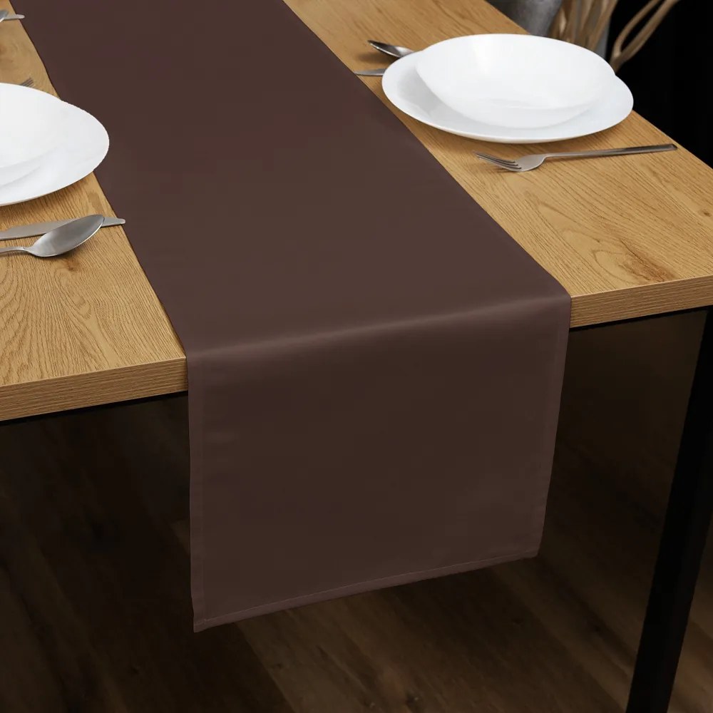 Biante Saténový behúň na stôl polyesterový Satén LUX-042 Čokoládovo hnedý 45x180 cm