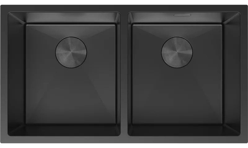 Mexen Binox, 2-komorový nerezový drez 800 x 450 mm, čierna, 6421802000-70