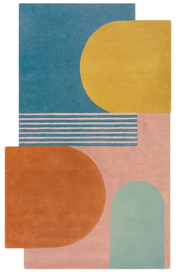 Modrý ručne tkaný vlnený koberec 150x240 cm Lozenge Bright Multi – Flair Rugs