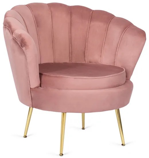Kreslo LOREN s podnožkou, ružové, z velúru