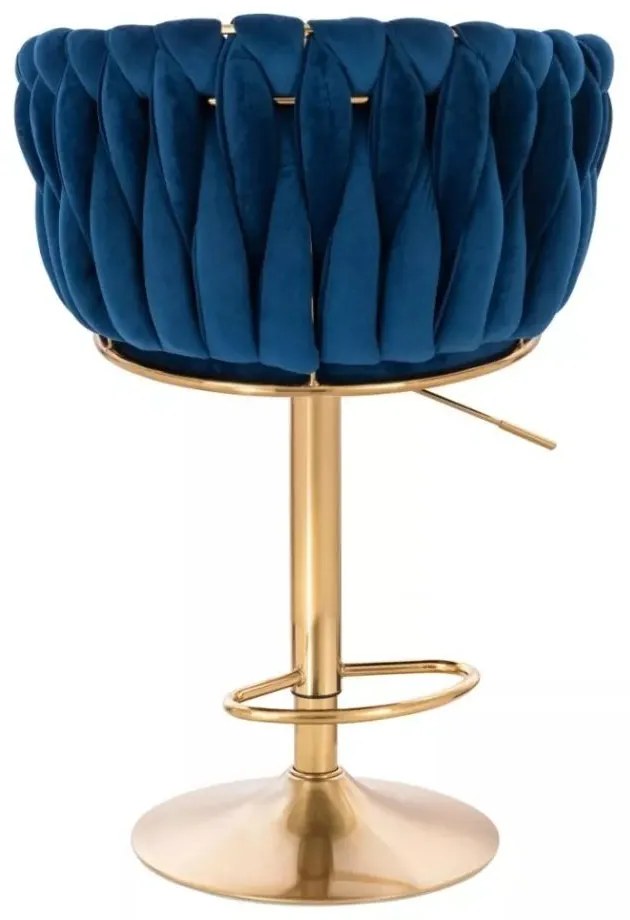 LuxuryForm DESIGN Barová stolička NORDEN VELUR na zlatom tanieri - modrá