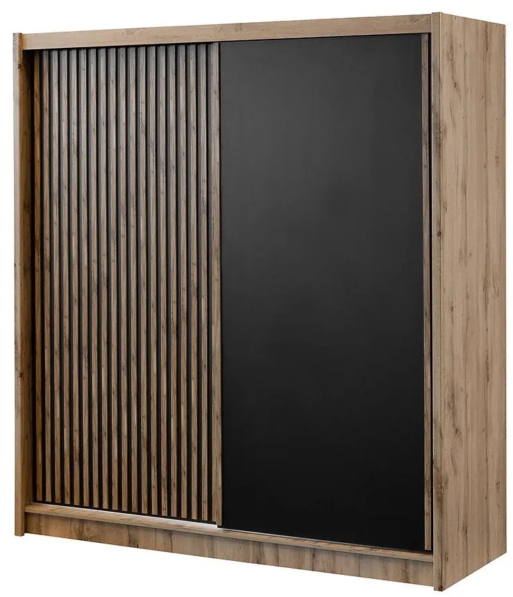 Skriňa London 203 dub wotan/čierna