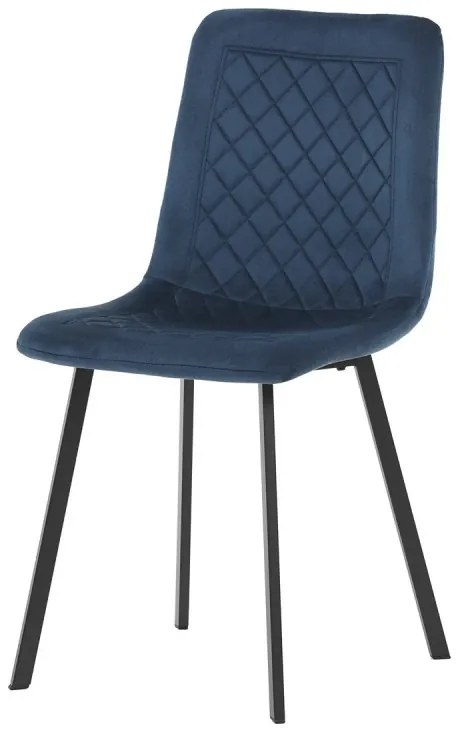 Židle jídelní, modrý samet, kov černý mat