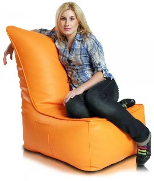 INTERMEDIC SK - Sedací vak Kreslo ELEGANT z ekokože | ergonomické kreslo 105×85×40 cm, 350 l Farba: E04 - Oranžová pomaranč (ekokoža)