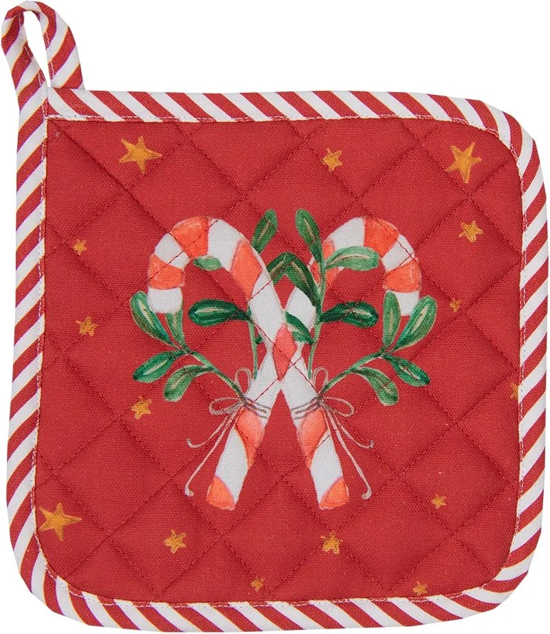 Bielo-červená chňapka - podložka so luskáčikmi Happy Little Christmas - 20*20 cm