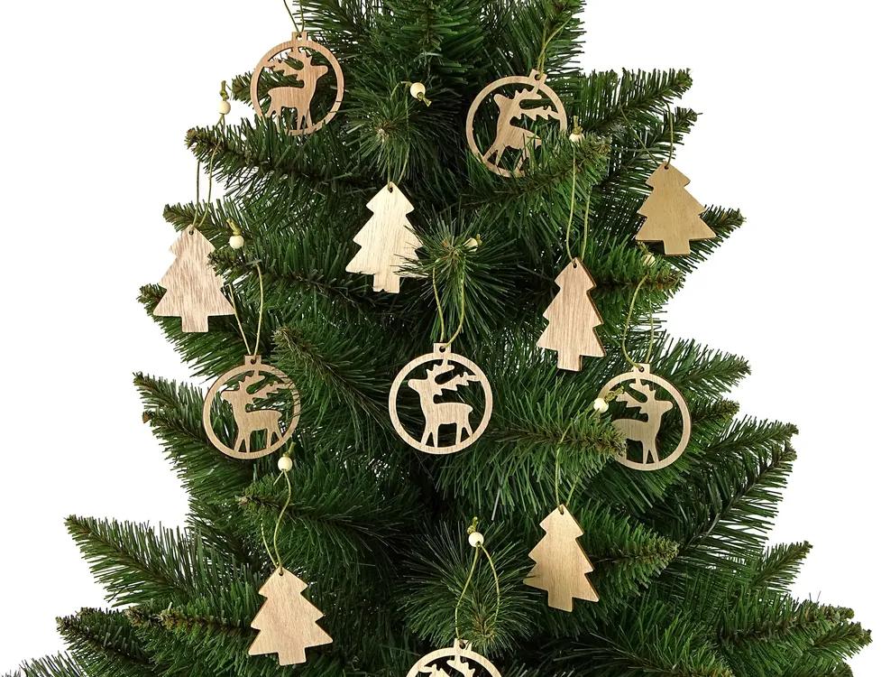 LEAN TOYS Drevené vianočné ozdoby – stromčeky a soby