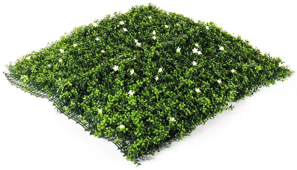 Umelý živý plot Hawaj Buxus High s kvetmi | stena 100 x 100 cm