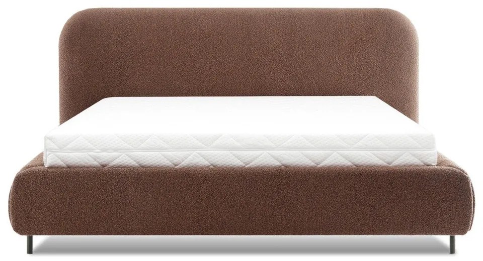 Terakotová čalúnená dvojlôžková posteľ s úložným priestorom s roštom 160x200 cm Pointt – ELTAP