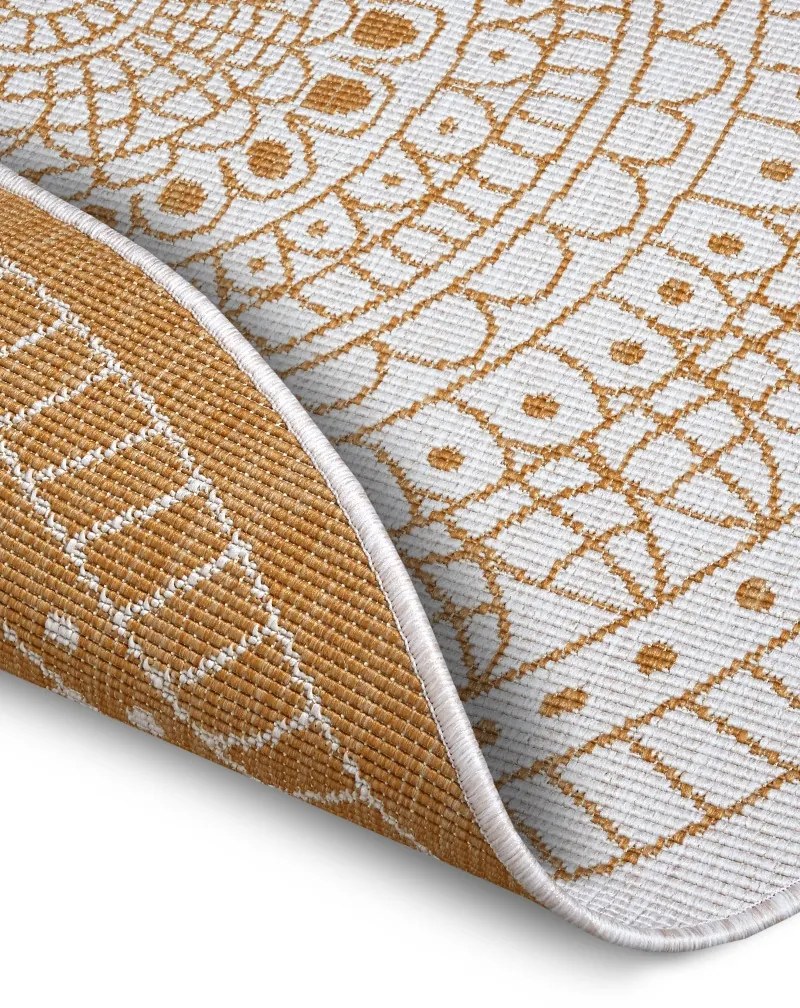 Kusový koberec Twin-Wendeteppiche 105797 Ochre kruh – na von aj na doma, 100x100 (priemer) kruh, žltá, chodba / predsieň, Hanse Home