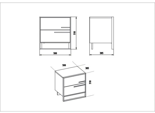 Nočný stolík POLKA 51,8x50 cm zlatá/biela